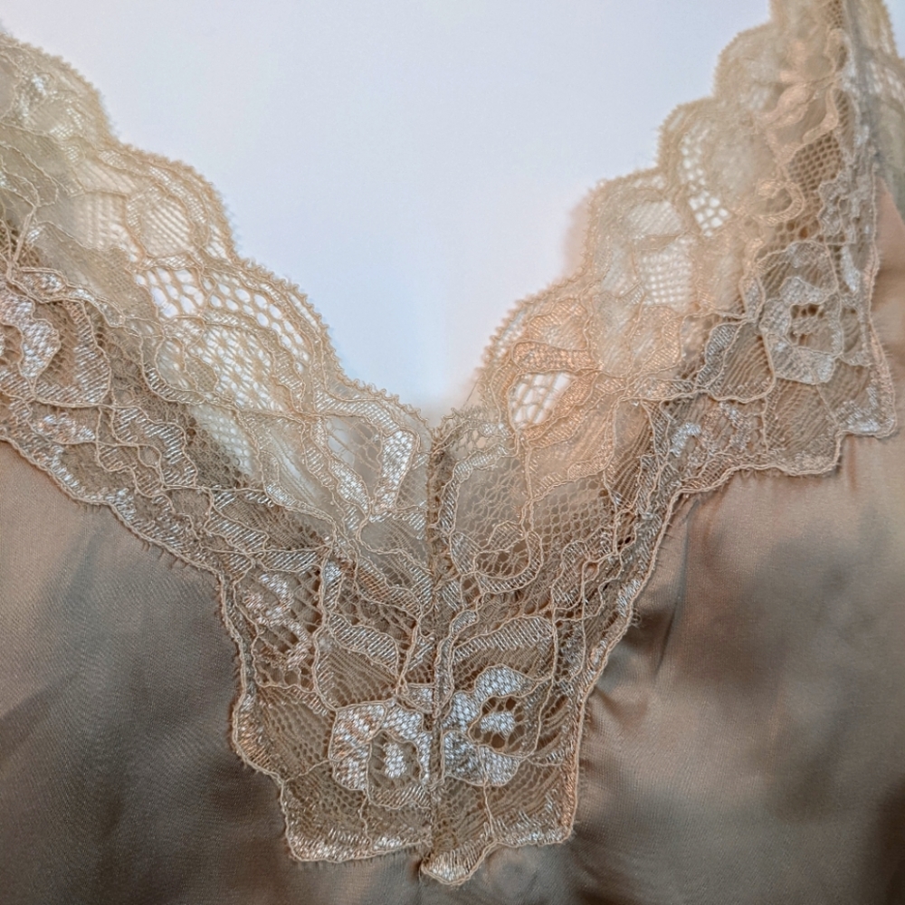 2 piece satin and lace lounge set - cami and shorts